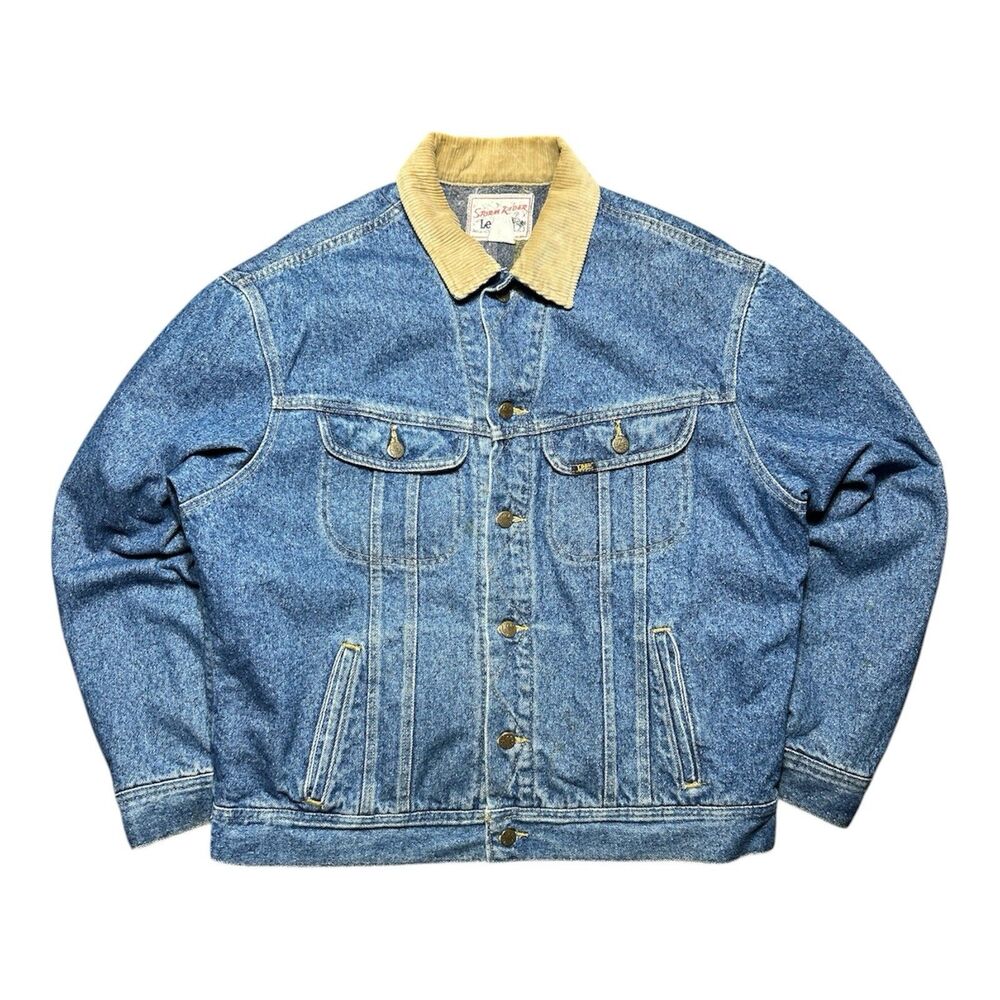 Vintage Lee Storm Rider Denim Jacket Blanket Lined Men's Size Large